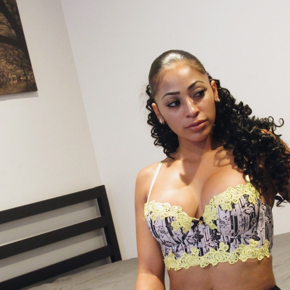 White and black floral Bralette with yellow trim